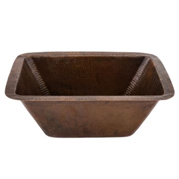 17" Rectangular Oil Rubbed Bronze Hammered Copper Bar & Prep Sink - 2" Drain
