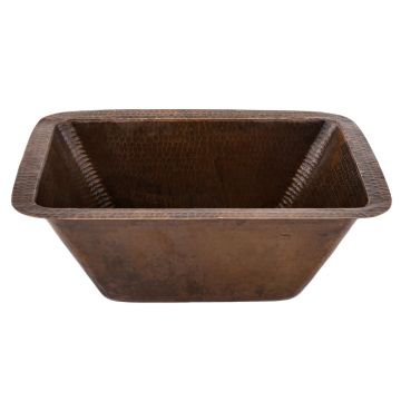 17" Rectangular Oil Rubbed Bronze Hammered Copper Bar & Prep Sink - 3.5" Drain