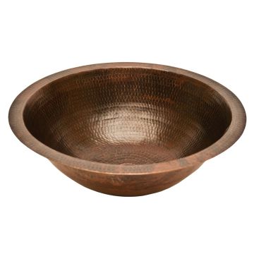 17" Round Oil Rubbed Bronze Hammered Copper Bathroom Sink