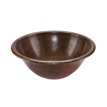 17" Round Oil Rubbed Bronze Hammered Copper Self Rimming Bathroom Sink