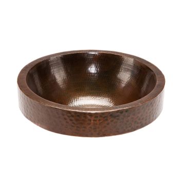 17" Round Oil Rubbed Bronze Hammered Copper Skirted Vessel Sink