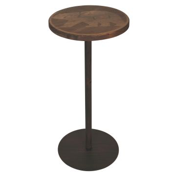 Rustic Round Black Bear Silhouette Drink Table