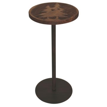 Rustic Round Pine Tree Silhouette Drink Table