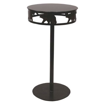 Rustic Black Bear Banded Apron Side Drink Table