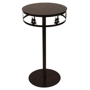 Rustic Double Pine Banded Apron Side Drink Table