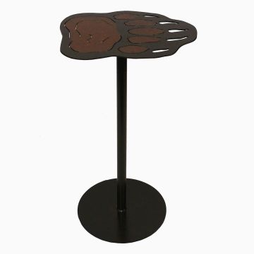 Rustic Bear Paw Print Iron Side Drink Table