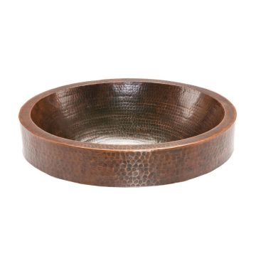 18" Oval Oil Rubbed Bronze Hammered Copper Skirted Vessel Sink
