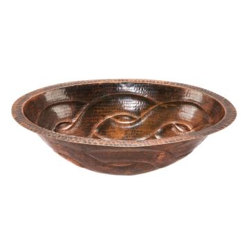 19" Oval Braid Oil Rubbed Bronze Hammered Copper Bathroom Sink