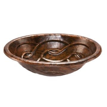 19" Oval Braid Oil Rubbed Bronze Hammered Copper Self Rimming Bathroom Sink