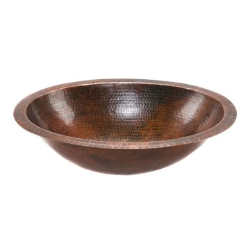 19" Oval Oil Rubbed Bronze Hammered Copper Bathroom Sink