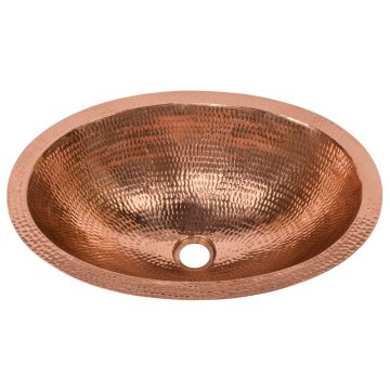 19" Oval Polished Hammered Copper Bathroom Sink