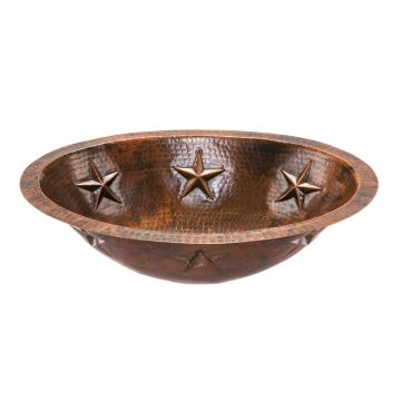 19" Oval Star Oil Rubbed Bronze Hammered Copper Bathroom Sink