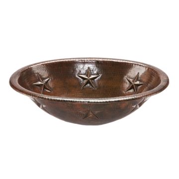 19" Oval Star Oil Rubbed Bronze Hammered Copper Self Rimming Bathroom Sink