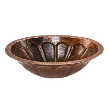 19" Oval Sunburst Oil Rubbed Bronze Hammered Copper Bathroom Sink