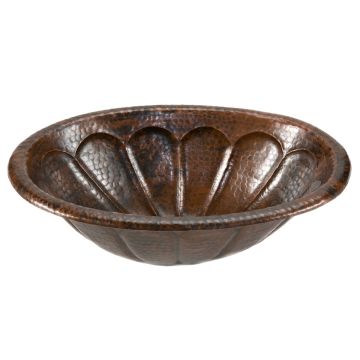 19" Oval Sunburst Oil Rubbed Bronze Hammered Copper Self Rimming Bathroom Sink