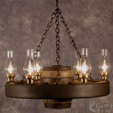 Small Faux Wagon Wheel Chandelier