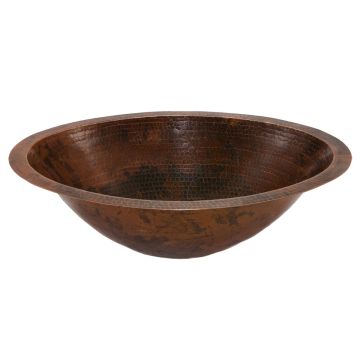 20" Oval Oil Rubbed Bronze Hammered Copper Under Counter Master Bath Sink