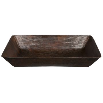 20" Rectangular Oil Rubbed Bronze Hammered Copper Vessel Sink