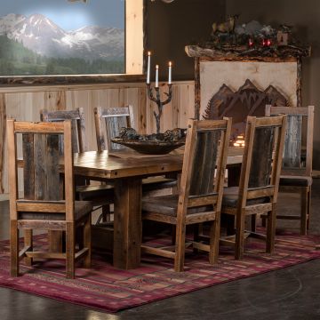 Timber Frame Dining Table with Adventure Mountain Chairs--Clear Finish