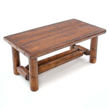 Olde Towne Rustic Log Coffee Table - Barnwood Lager Finish
