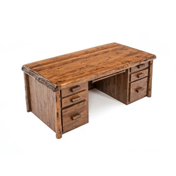Cedar Lake Solid Wood Log Executive Desk - Vintage Whiskey Finish