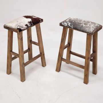 Rustic Farmhouse Cowhide Bar Stools