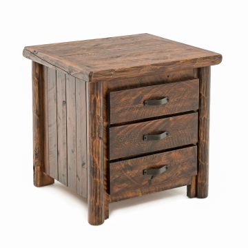 Olde Towne Rustic 3 Drawer Log End Table - Barnwood Lager Finish