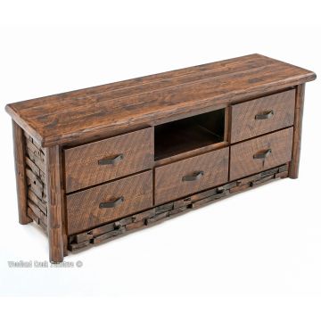 Westcliffe Pointe Rustic 5 Drawer Entertainment Center in Barnwood Lager Finish