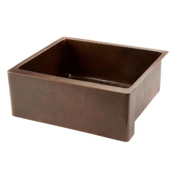 25" Apron Front Oil Rubbed Bronze Hammered Copper Single Basin Kitchen Sink