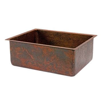 25" Oil Rubbed Bronze Hammered Copper Single Basin Kitchen Sink