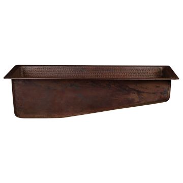 28" Rectangular Oil Rubbed Bronze Hammered Copper Slanted Bar & Prep Sink - 3.5" Drain