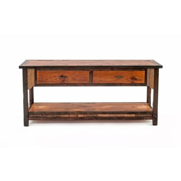 Western Woods Rustic Reclaimed 2 Drawer Sofa Table w/ Shelf