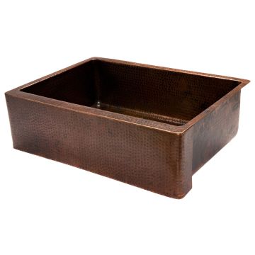 30" Apron Front Oil Rubbed Bronze Hammered Copper Single Basin Kitchen Sink