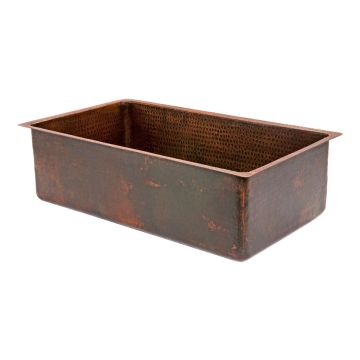 30" Oil Rubbed Bronze Hammered Copper Single Basin Kitchen Sink
