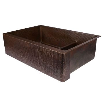 33" Apron Front Oil Rubbed Bronze Hammered Copper 70/30 Short Divider Double Basin Kitchen Sink