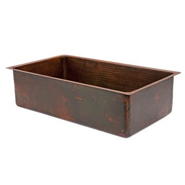 33" Oil Rubbed Bronze Hammered Copper Single Basin Kitchen Sink