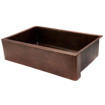 35" Apron Front Oil Rubbed Bronze Hammered Copper Single Basin Kitchen Sink