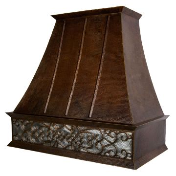 38" Euro Nickel Scroll Oil Rubbed Bronze Hammered Copper 1250 CFM Wall Mounted Range Hood