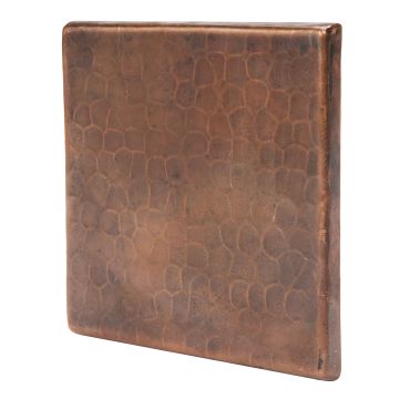 4" Square Oil Rubbed Bronze Hammered Copper Tile
