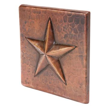 4" Square Star Oil Rubbed Bronze Hammered Copper Tile
