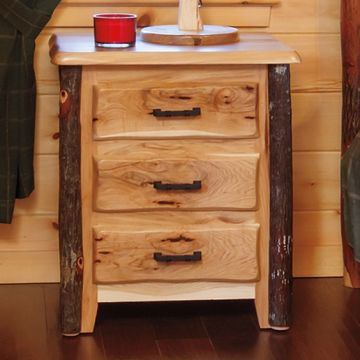 Saranac 1 Drawer Hickory Log Nightstand
