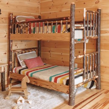 Rustic Hickory Log Bunk Bed
