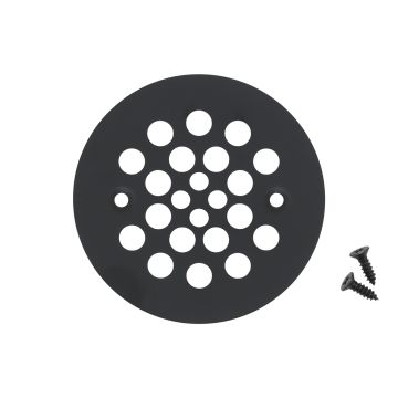 4.25" Round Matte Black Solid Brass Shower Drain Cover