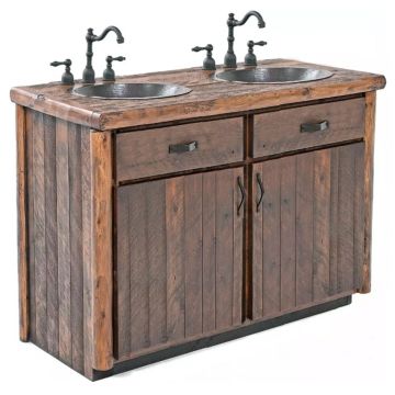54" Rustic Vanity with double sink layout
