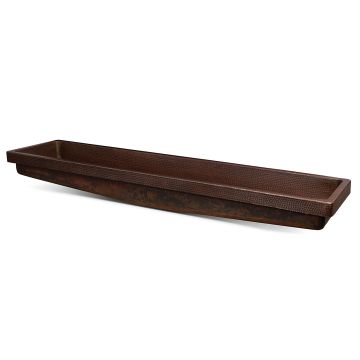 60" Rectangular Oil Rubbed Bronze Hammered Copper Skirted Vessel Sink