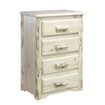 Montana 4 Drawer Log Chest--Flat drawer fronts, Clear finish