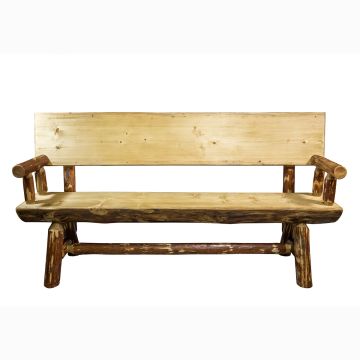Glacier Country Half Log Bench with Back & Arms