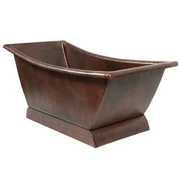 67" Canoa Oil Rubbed Bronze Hammered Copper Single Slipper Bathtub