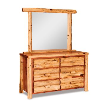 Rustic Red Cedar 6 Drawer Log Dresser w/ Mirror