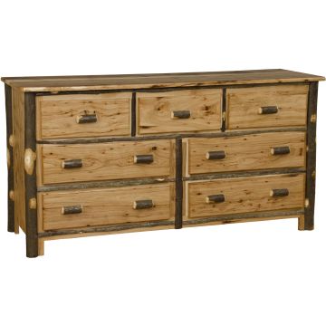 Rustic Hickory 7 Drawer Log Dresser